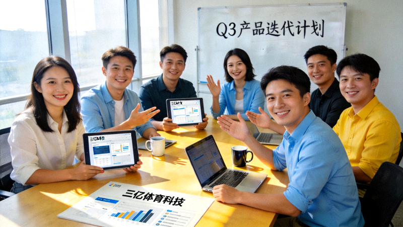 三亿体育科技团队在会议室进行项目讨论的活力场景